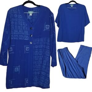 Vintage 3Pc Set Lightweight Cardigan Top Pants Women's Size Med Simply Southwest